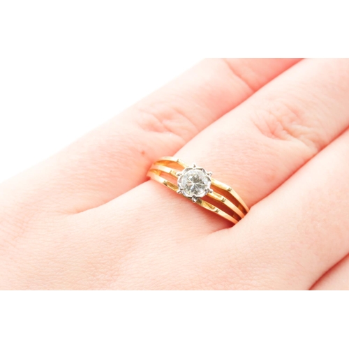 121 - Diamond Solitaire Ring Mounted on 18 Carat Yellow Gold Band Size Q and a Half High Colour and Scinti... 