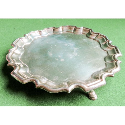 Silver Salver Scallop Rim Form Shaped Supports Approximately 22 cm Diameter