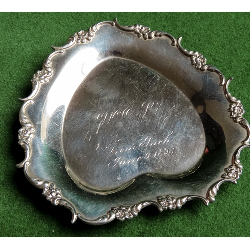 Silver Love Heart Form Bonbon Dish Approximately 11 cm High