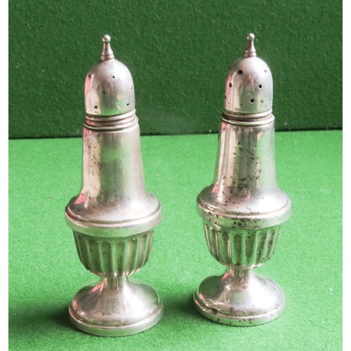 Pair of Silver Pedestal Form Salt and Peppers Each Approximately 12 cm High