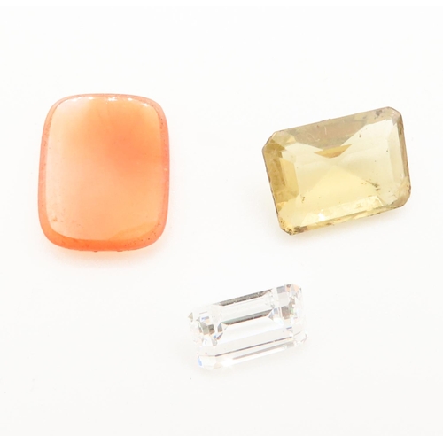 Emerald Cut Citrine and Two Other Gem Stones Three in Lot