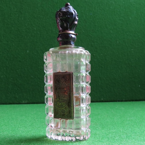 Silver Mounted Perfume Bottle Hinged Cover Inset Panel to Crystal Body Approximately 10 cm High