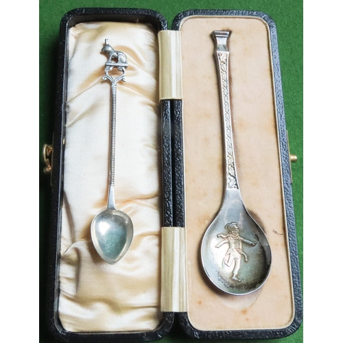 Two Silver Presentation Spoons Attractively Detailed Possibly Christening Presents Each Signed and Hallmarked Tallest Approximately 18 cm High