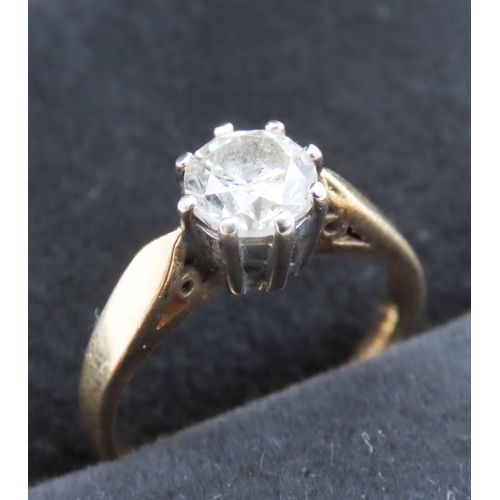 129 - 1ct Diamond Solitaire Eight Claw Set in Platinum Mounted on 18 Carat Yellow Gold Ring Size K