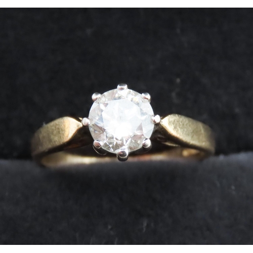 129 - 1ct Diamond Solitaire Eight Claw Set in Platinum Mounted on 18 Carat Yellow Gold Ring Size K