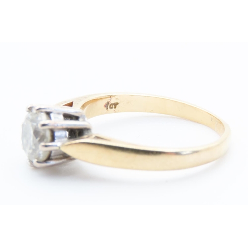 129 - 1ct Diamond Solitaire Eight Claw Set in Platinum Mounted on 18 Carat Yellow Gold Ring Size K