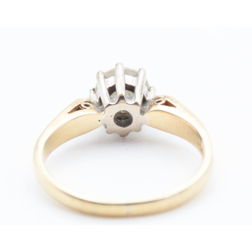 129 - 1ct Diamond Solitaire Eight Claw Set in Platinum Mounted on 18 Carat Yellow Gold Ring Size K