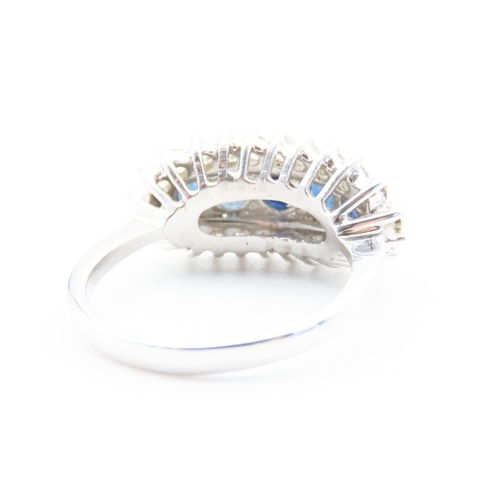 130 - Five Stone Sapphire and Diamond Ladies Cluster Ring Mounted in 18 Carat White Gold Total Diamond Car... 