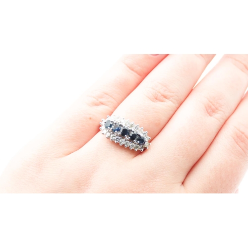 130 - Five Stone Sapphire and Diamond Ladies Cluster Ring Mounted in 18 Carat White Gold Total Diamond Car... 