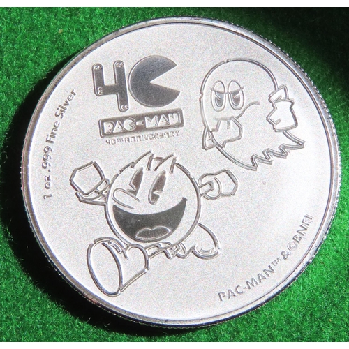 Pure Fine Silver 1oz .999 Coin Forty Anniversary Commemorative Pac-Man and Bnei Two Dollars Mint Condition Dated 2021
