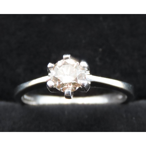 132 - Diamond Solitaire Ring Set in 18 Carat White Gold Six Claw Set Total Diamond Carat Weight 0.5ct Ring... 