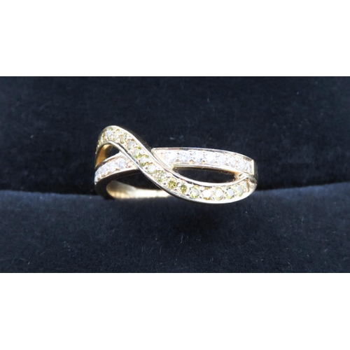 133 - White and Cinnamon Diamond Crossover Motif Ring Set in 18 Carat Yellow Gold Total Diamond Carat Weig... 