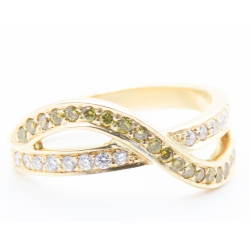 133 - White and Cinnamon Diamond Crossover Motif Ring Set in 18 Carat Yellow Gold Total Diamond Carat Weig... 