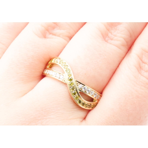 133 - White and Cinnamon Diamond Crossover Motif Ring Set in 18 Carat Yellow Gold Total Diamond Carat Weig... 