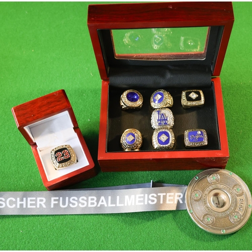 Collection of Replica American Sports Championship Rings with Medal Quantity as Photographed