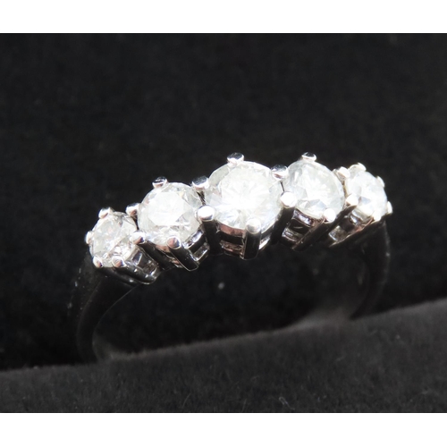 134 - Five Stone Gradual Diamond Ring Mounted in 18 Carat White Gold Total Diamond Carat Weight 1ct Ring S... 