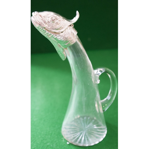 1346 - Trout Motif Spirit Decanter with Hinged Cover Good Original Condition Approximately 17 cm High