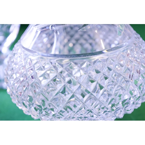 1357 - Waterford Crystal Vase and Another with Shade Three Pieces in Lot Tallest Approximately 25 cm High