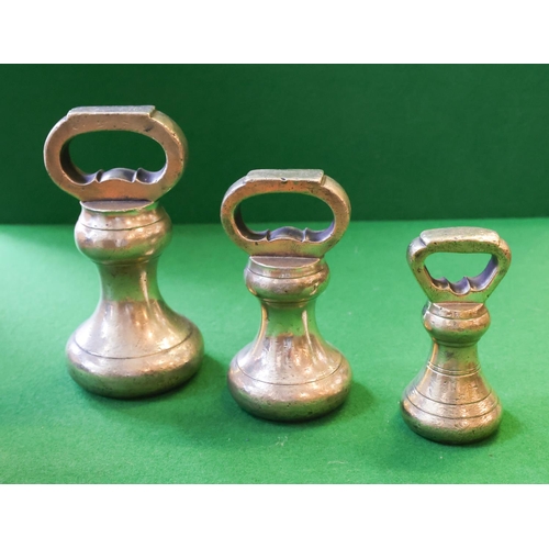 1359 - Three Old Cast Brass Shop Weights Tallest Approximately 18 cm High