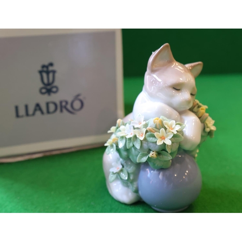 1366 - Three Fine Porcelain Continental Figures Including Lladro Figure of Cat with Original Presentation B... 