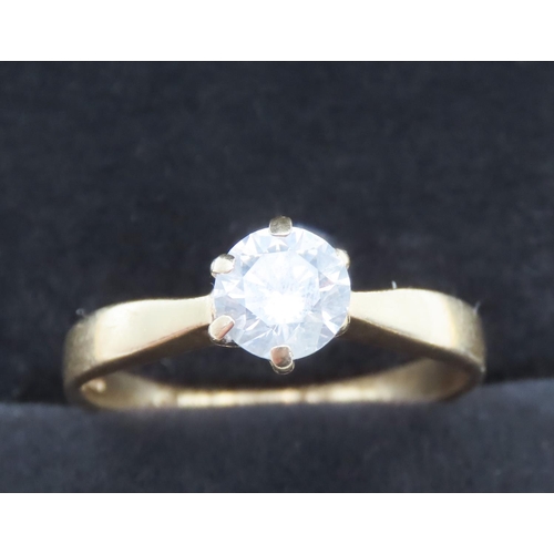 1ct Diamond Solitaire Ring Six Claw Set Mounted on 18 Carat Yellow Gold Band Ring Size S