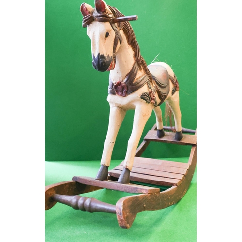 1378 - Vintage Polychrome Decorated Table Rocking Horse Approximately 42 cm Wide x 34 cm High