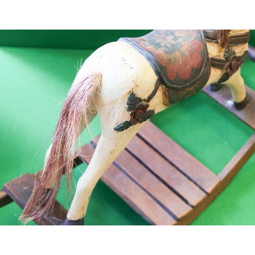 1378 - Vintage Polychrome Decorated Table Rocking Horse Approximately 42 cm Wide x 34 cm High