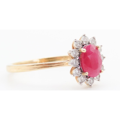 138 - Ruby and Diamond Ladies Cluster Ring Mounted in 18 Carat Yellow Gold Ring Size O and a Half Ruby App... 