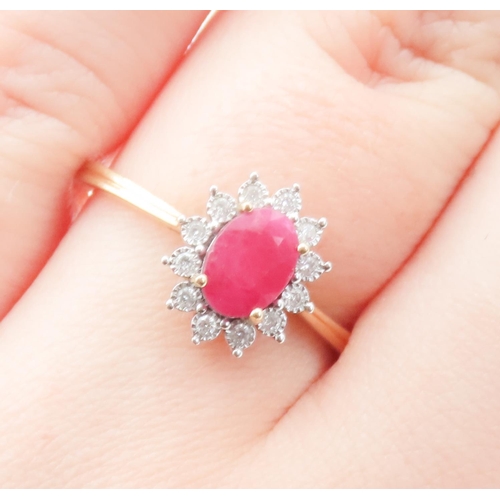 138 - Ruby and Diamond Ladies Cluster Ring Mounted in 18 Carat Yellow Gold Ring Size O and a Half Ruby App... 