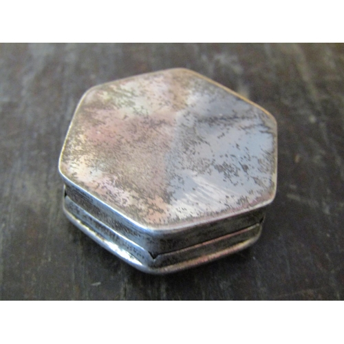 1384 - Silver Pill Box Hinged Cover Approximately 5 cm Wide