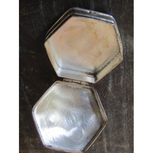 1384 - Silver Pill Box Hinged Cover Approximately 5 cm Wide