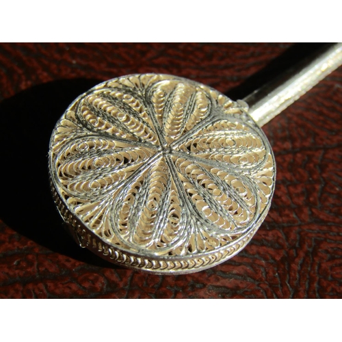 1396 - Silver Novelty Banjo Intricately Detailed Silver Strings Approximately 5 cm Long