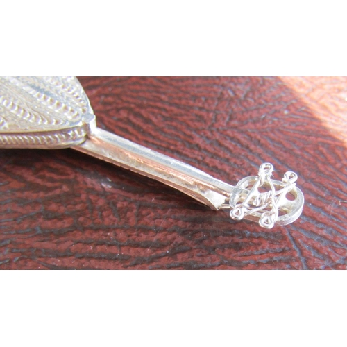 1397 - Silver Novelty Mandolin Silver Strings Finely Detailed Throughout 5 cm Long Approximately