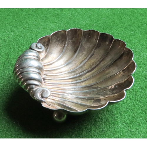 1399 - Silver Scallop Shell Motif Table Salt Bun Supports Approximately 6 cm Wide