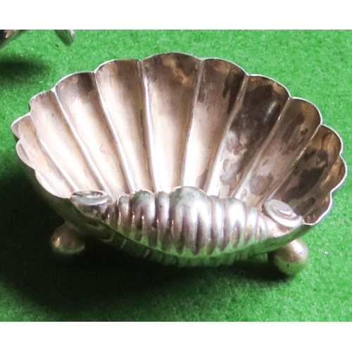 1399 - Silver Scallop Shell Motif Table Salt Bun Supports Approximately 6 cm Wide