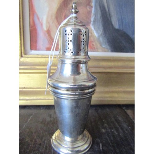 1401 - Silver Tapered Pedestal Form Sugar Shaker Upper Finial Decoration 18 cm High