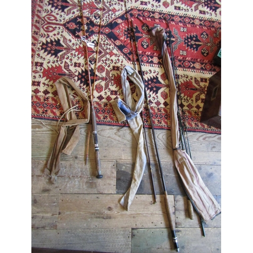 1404 - Three Old Split Cane Fishing Rods with Covers