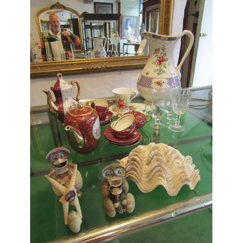 Collection of Various Porcelain and Shell Items Including Large Edwardian Water Ur Quantity as Photographed
