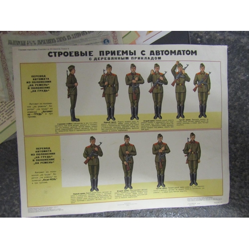 1414 - Russian Military Instruction Posters Vintage and Other Russian Propaganda Quantity as Shown Part Pho... 