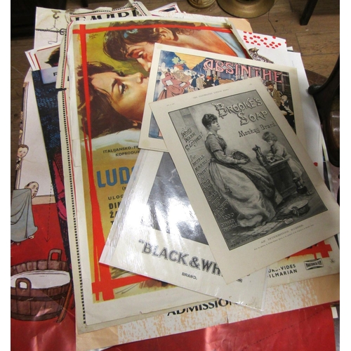 Large Quantity of Various Posters and Advertisements, etc.  Antique Vintage and Others Quantity as Seen Part Photographed