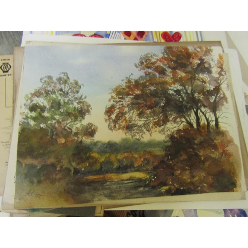 1422 - Quantity of Various of Unframed Watercolours Prints, etc. Including Victorian Examples Quantity as S... 