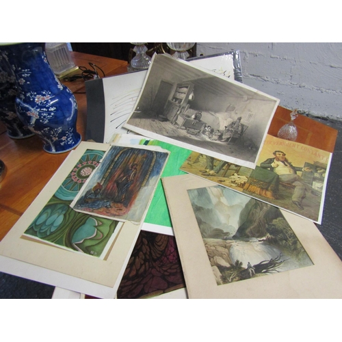 1423 - Quantity of Various Watercolours and Prints, etc. Part Photographed Quantity as Seen