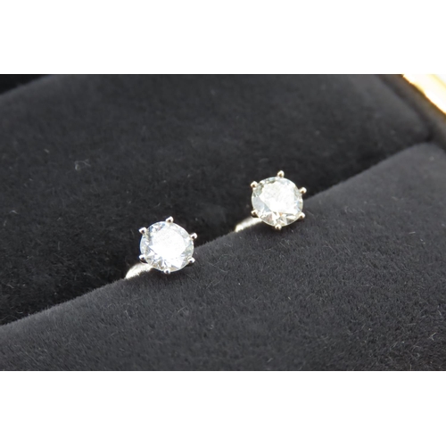 148 - Pair of Ladies Round Brilliant Cut Diamond Set Earrings Total Diamond Weight Approximately 1ct. Each... 