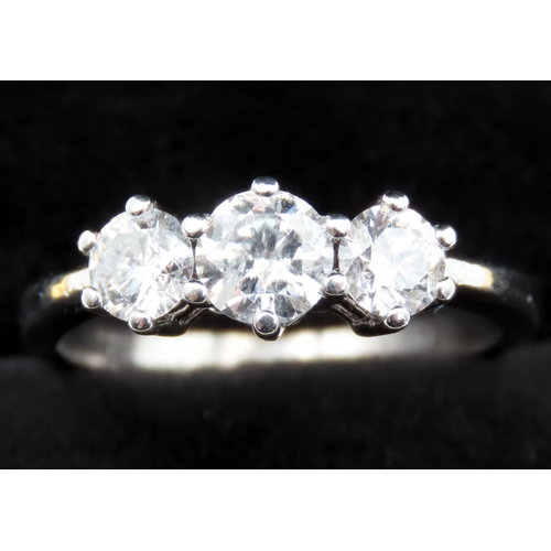 149 - Three Stone Diamond Set Ring Mounted in 18 Carat White Gold Total Diamond Carat Weight 1.3ct Approxi... 