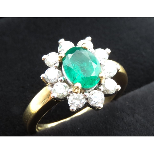 155 - Emerald and Ten Diamond Set Ladies Ring Mounted in 18 Carat Yellow Gold Emerald 2.5ct Approximately ... 