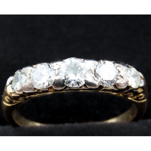 158 - Five Stone Diamond Ring Set in Platinum Mounted on 18 Carat Yellow Gold Ring Size Q Total Diamond Ca... 