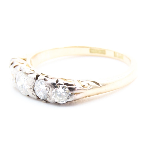 158 - Five Stone Diamond Ring Set in Platinum Mounted on 18 Carat Yellow Gold Ring Size Q Total Diamond Ca... 