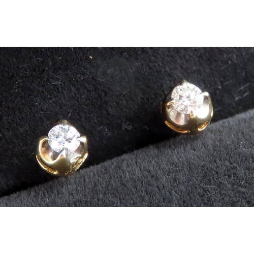 160 - Pair of 18 Carat Yellow Gold Diamond Set Earrings