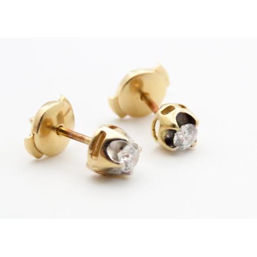 160 - Pair of 18 Carat Yellow Gold Diamond Set Earrings