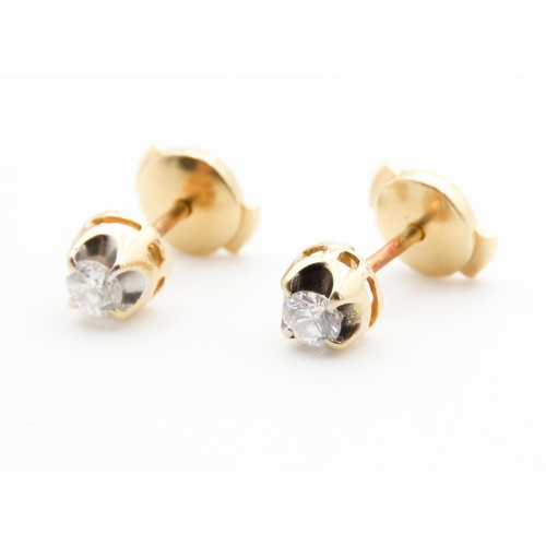 160 - Pair of 18 Carat Yellow Gold Diamond Set Earrings